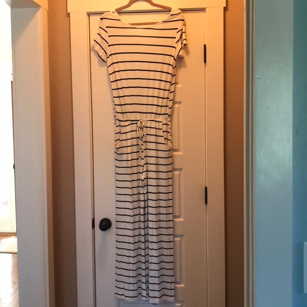 Black and white striped romper. Cotton. Size small